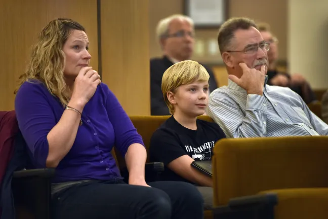 Kadin Patterson (center) with his mother Angela Patterson, Logistic Specialist 1st Class, US Navy LS1 and grandfather Michael Taylor, retired Oregon Army National Seg. 1st Class.