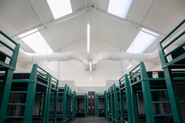 The beds inside the River District Navigation Center.
