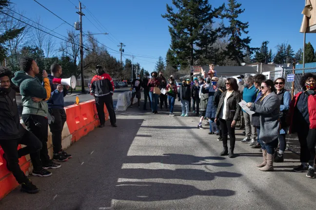 The second of the tour’s eight stops was the construction site of a 50-unit affordable housing project near Northeast Cully Boulevard and Prescott Street.